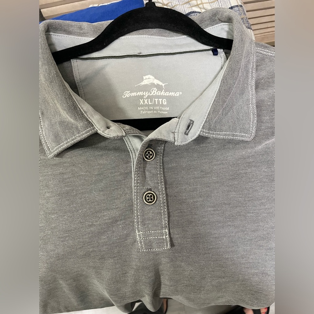 Men 🐟 Tommy Bahama Gray Polo Shirt Classic Fit, size XXL (GUC)